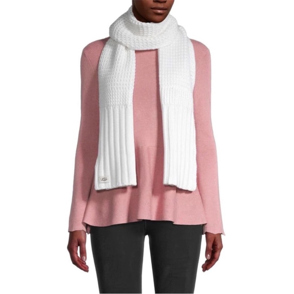 UGG Cream White Textured Knit Scarf NWT